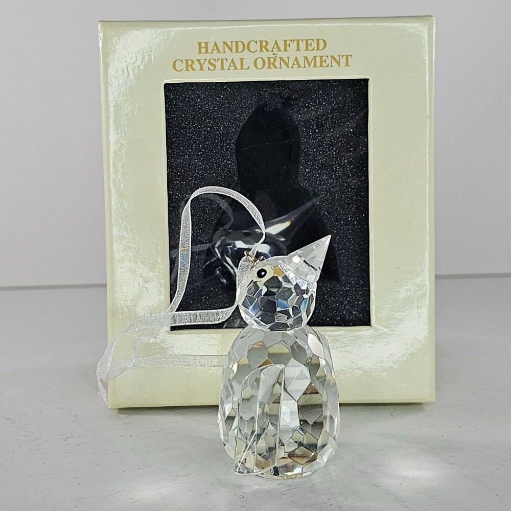 Dillard's Trimmings Crystal Penguin Ornament Ribbon Hanger Christmas Decor